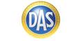 Logo de DAS, représentant une compagnie d'assurances, avec des couleurs bleu et or.