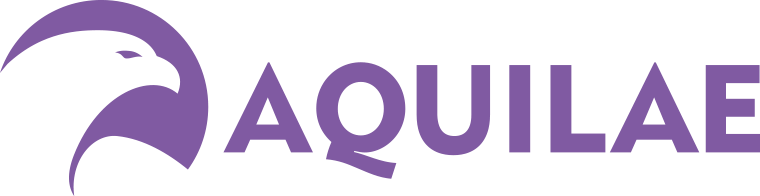 Logo de la marque Aquilae, représentant un aigle stylisé en violet.